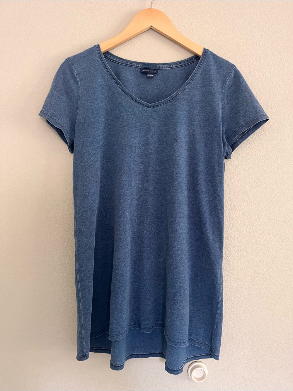 Pure Jill Indigo Heathered Blue High Low Tunic Small 100% Cotton Long Line